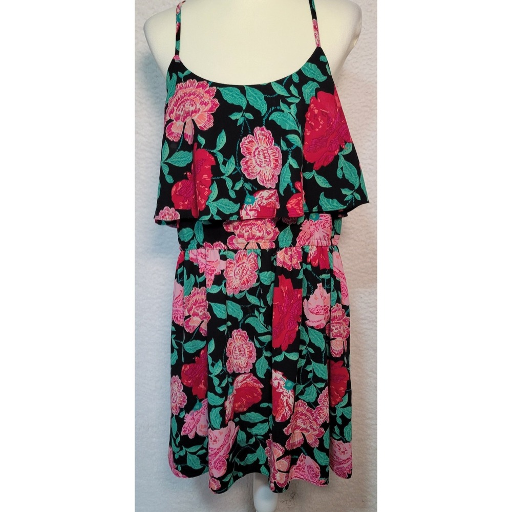 ELLE Halter Dress Floral Size XL Knee Length Pullover Sundress 1947
